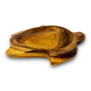 Hand-Carved Wooden Turtle Bowl Sustainable Acacia Wood Decor Gift Trinket DIsh